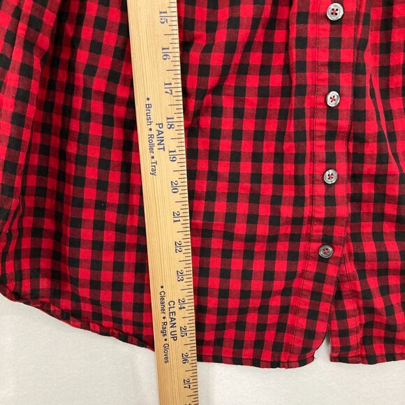 Talbots size 1X Petite Red Black Gingham Plaid Cotton Preppy Button Down - Picture 5 of 9